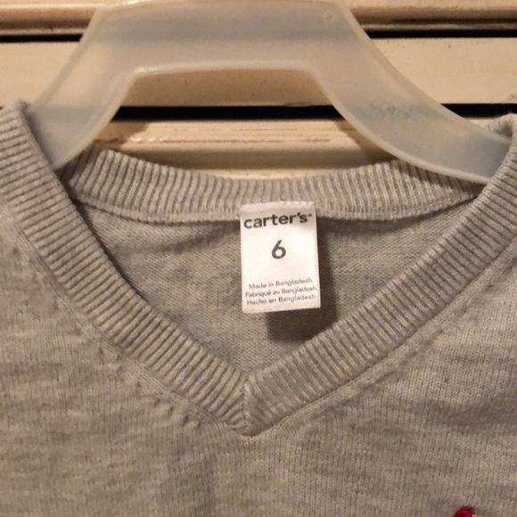 Carters Boys V Neck Sweater Cotton Bkend, Size 6 - Picture 3 of 5